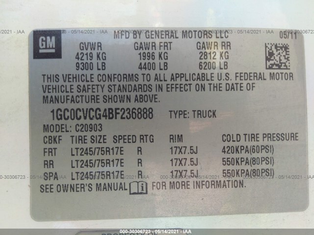 Photo 8 VIN: 1GC0CVCG4BF236888 - CHEVROLET SILVERADO 2500HD 