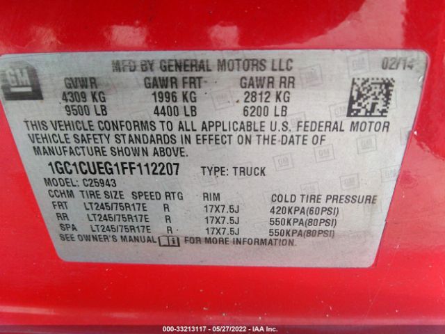 Photo 8 VIN: 1GC1CUEG1FF112207 - CHEVROLET SILVERADO 2500HD 