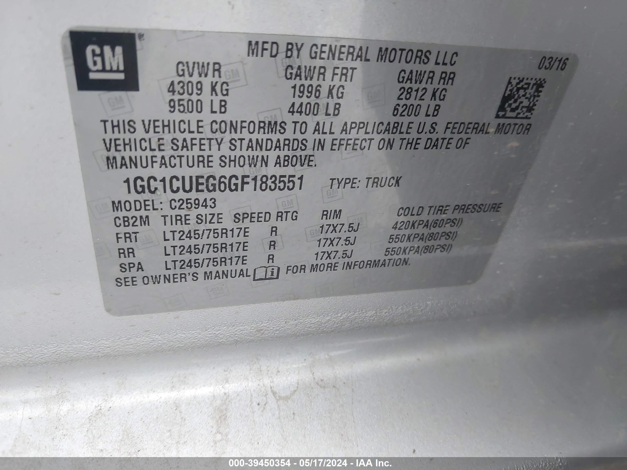 Photo 4 VIN: 1GC1CUEG6GF183551 - CHEVROLET SILVERADO 