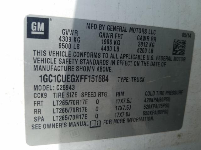 Photo 9 VIN: 1GC1CUEGXFF151684 - CHEVROLET SILVERADO 