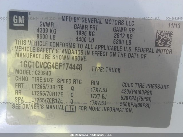 Photo 8 VIN: 1GC1CVCG4EF174448 - CHEVROLET SILVERADO 2500HD 