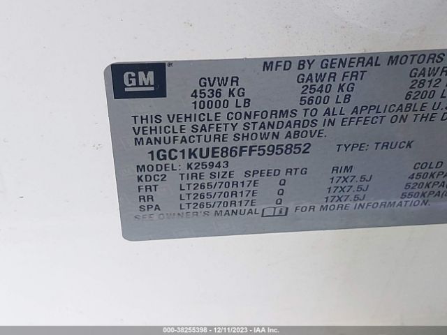 Photo 8 VIN: 1GC1KUE86FF595852 - CHEVROLET SILVERADO 2500HD 