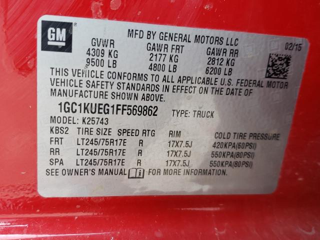 Photo 9 VIN: 1GC1KUEG1FF569862 - CHEVROLET SILVERADO 