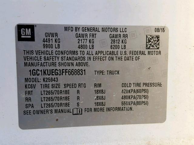 Photo 9 VIN: 1GC1KUEG3FF668831 - CHEVROLET SILVERADO 