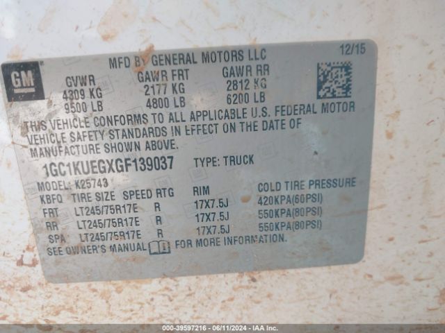 Photo 8 VIN: 1GC1KUEGXGF139037 - CHEVROLET SILVERADO 