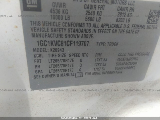 Photo 8 VIN: 1GC1KVC81CF119707 - CHEVROLET SILVERADO 2500HD 