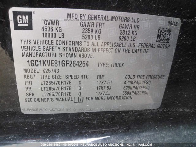 Photo 8 VIN: 1GC1KVE81GF264264 - CHEVROLET SILVERADO 2500HD 