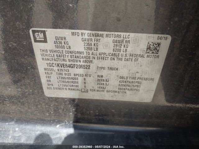 Photo 8 VIN: 1GC1KVE84GF206522 - CHEVROLET SILVERADO 2500HD 