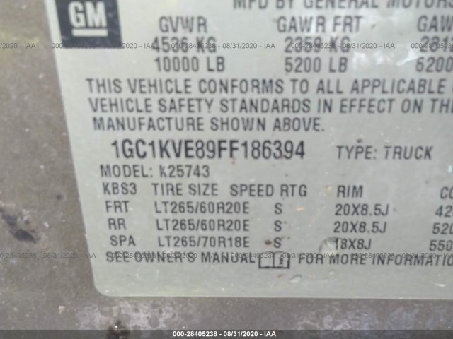 Photo 8 VIN: 1GC1KVE89FF186394 - CHEVROLET SILVERADO 2500HD 