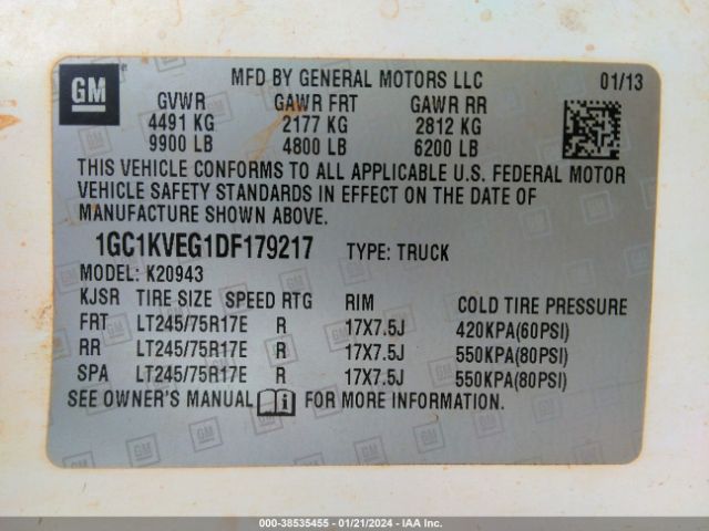 Photo 8 VIN: 1GC1KVEG1DF179217 - CHEVROLET SILVERADO 2500HD 