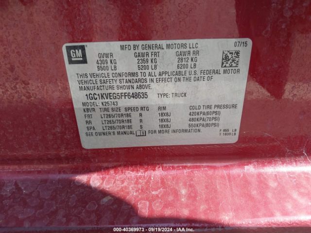 Photo 8 VIN: 1GC1KVEG5FF648635 - CHEVROLET SILVERADO 