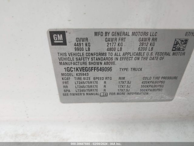 Photo 8 VIN: 1GC1KVEG6FF649096 - CHEVROLET SILVERADO 2500HD 