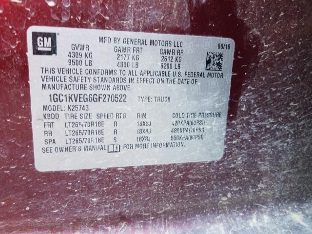 Photo 9 VIN: 1GC1KVEG6GF270522 - CHEVROLET SILVERADO 