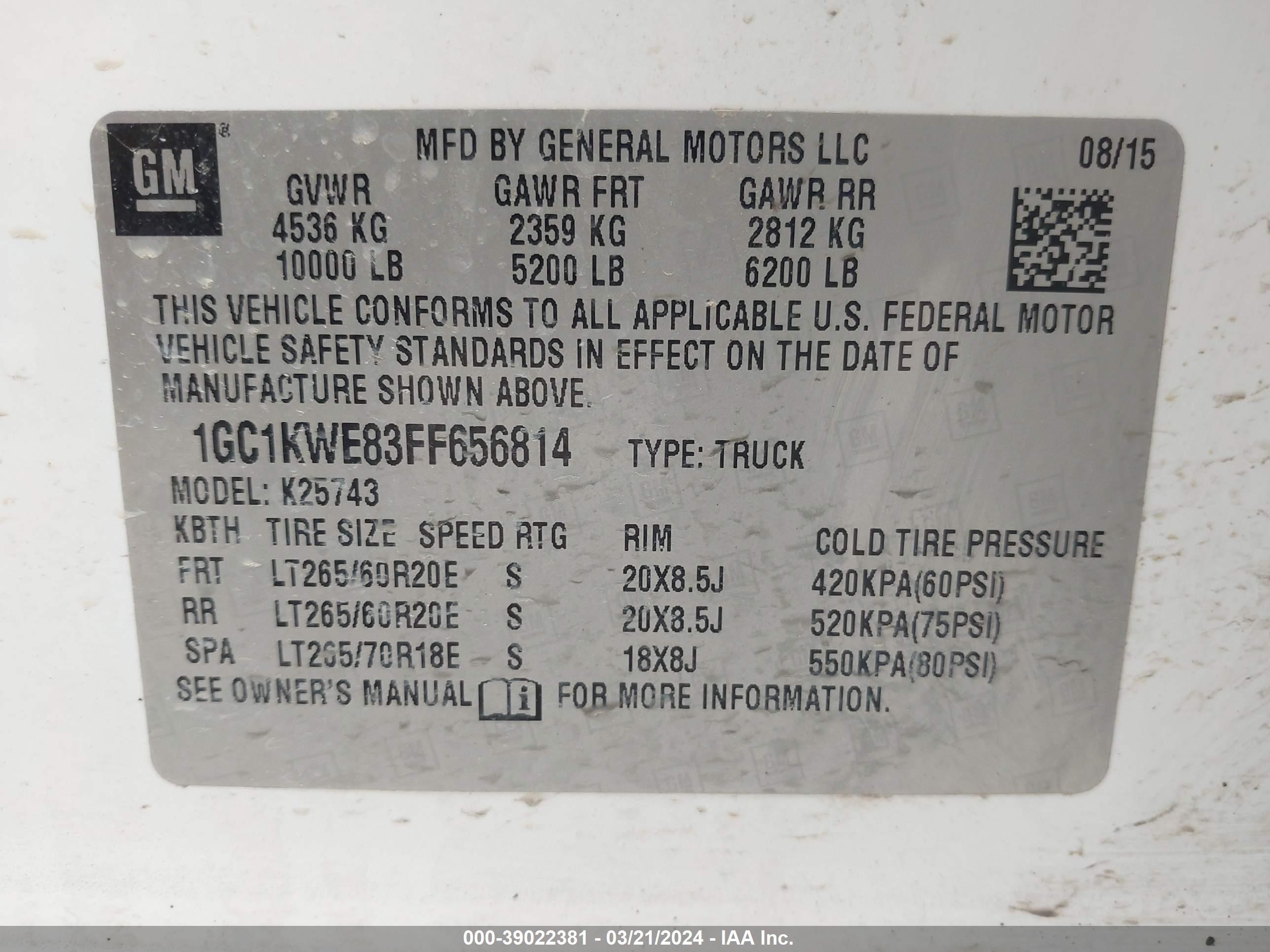 Photo 8 VIN: 1GC1KWE83FF656814 - CHEVROLET SILVERADO 