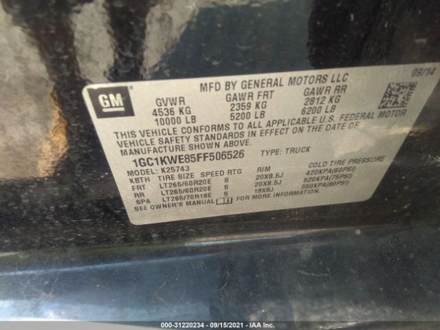 Photo 8 VIN: 1GC1KWE85FF506526 - CHEVROLET SILVERADO 2500HD 