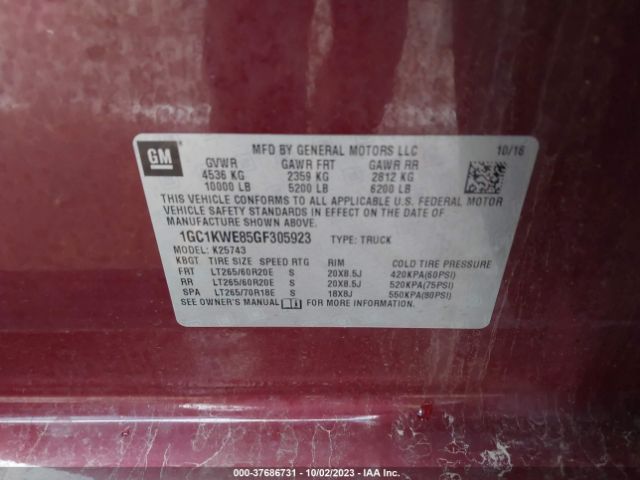 Photo 8 VIN: 1GC1KWE85GF305923 - CHEVROLET SILVERADO 2500HD 