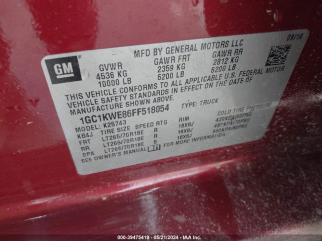 Photo 8 VIN: 1GC1KWE86FF518054 - CHEVROLET SILVERADO 