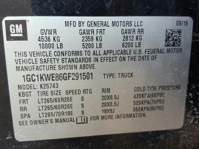 Photo 9 VIN: 1GC1KWE86GF291501 - CHEVROLET SILVERADO 