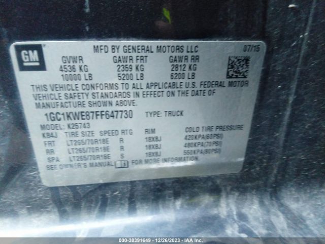 Photo 8 VIN: 1GC1KWE87FF647730 - CHEVROLET SILVERADO 2500HD 