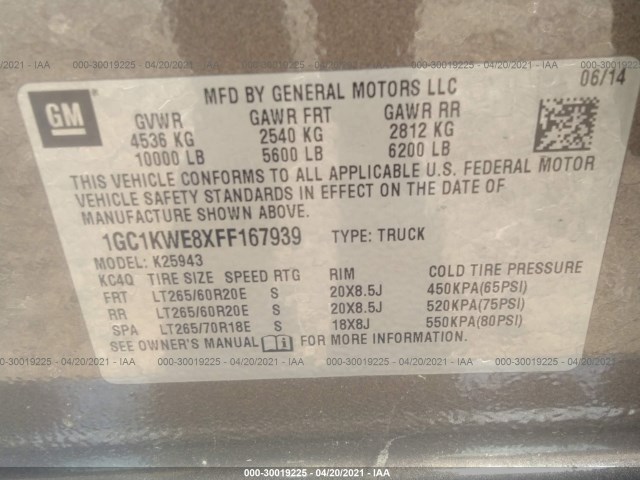 Photo 8 VIN: 1GC1KWE8XFF167939 - CHEVROLET SILVERADO 2500HD 