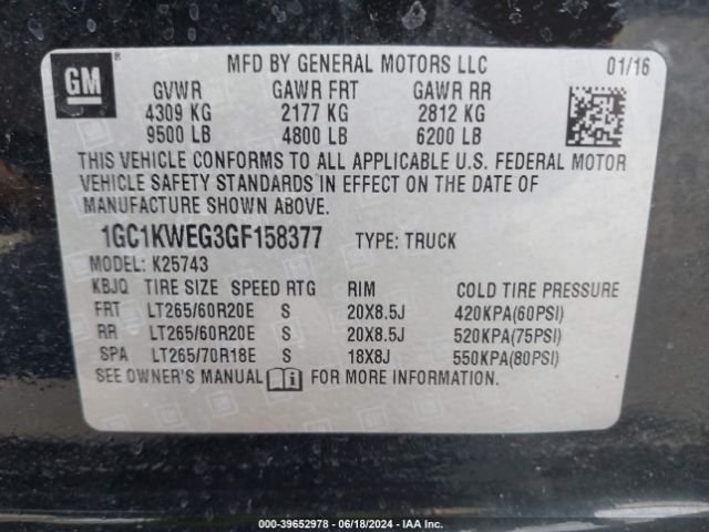 Photo 8 VIN: 1GC1KWEG3GF158377 - CHEVROLET SILVERADO 