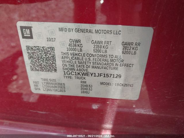 Photo 8 VIN: 1GC1KWEY1JF157129 - CHEVROLET SILVERADO 