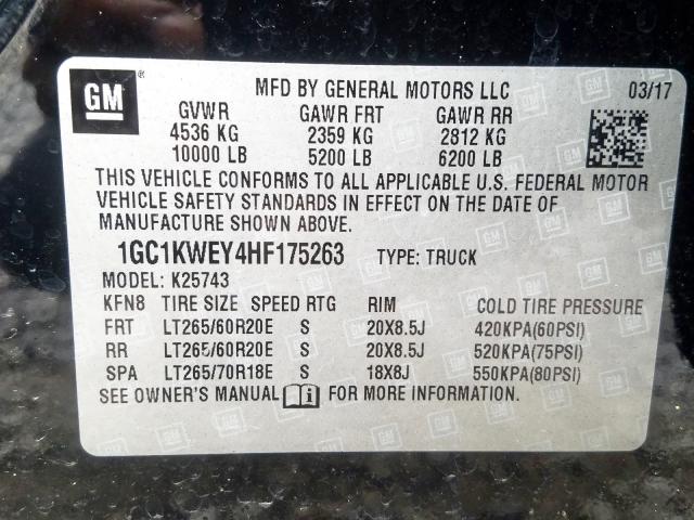 Photo 9 VIN: 1GC1KWEY4HF175263 - CHEVROLET SILVERADO 