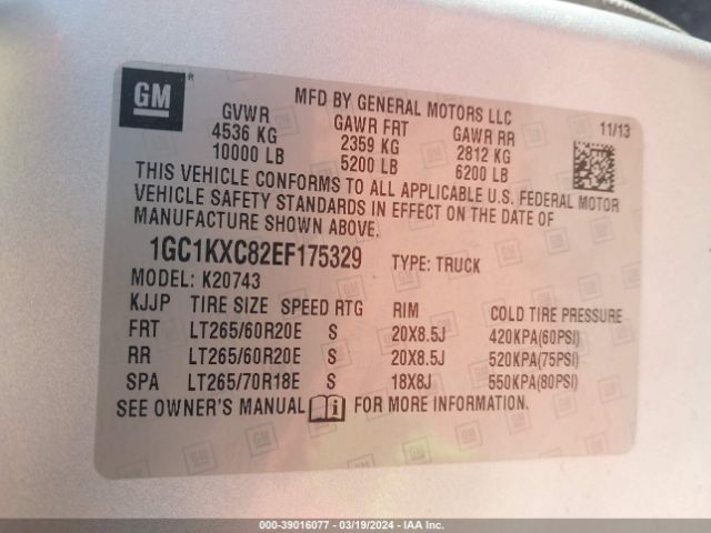 Photo 8 VIN: 1GC1KXC82EF175329 - CHEVROLET SILVERADO 2500HD 