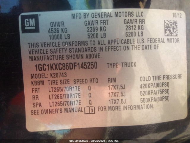 Photo 8 VIN: 1GC1KXC86DF145250 - CHEVROLET SILVERADO 2500HD 