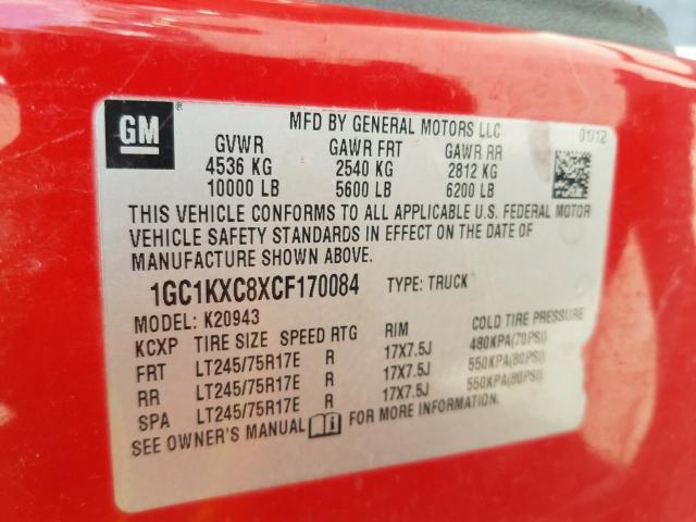 Photo 9 VIN: 1GC1KXC8XCF170084 - CHEVROLET SILVERADO 