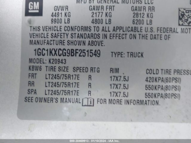 Photo 8 VIN: 1GC1KXCG9BF251549 - CHEVROLET SILVERADO 2500HD 