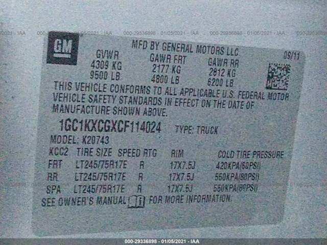 Photo 8 VIN: 1GC1KXCGXCF114024 - CHEVROLET SILVERADO 2500HD 