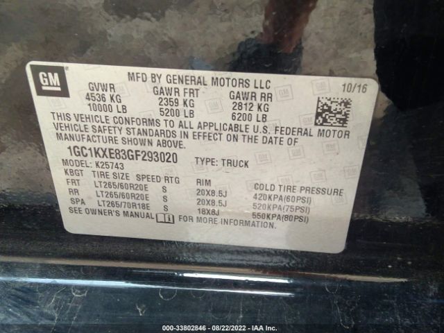 Photo 8 VIN: 1GC1KXE83GF293020 - CHEVROLET SILVERADO 2500HD 