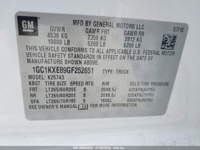 Photo 8 VIN: 1GC1KXE89GF252651 - CHEVROLET SILVERADO 