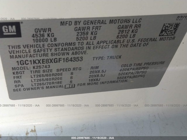 Photo 8 VIN: 1GC1KXE8XGF164353 - CHEVROLET SILVERADO 2500HD 