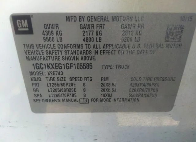 Photo 8 VIN: 1GC1KXEG1GF105585 - CHEVROLET SILVERADO 2500HD 