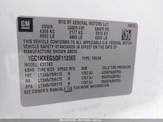 Photo 8 VIN: 1GC1KXEG5DF112065 - CHEVROLET SILVERADO 2500HD 