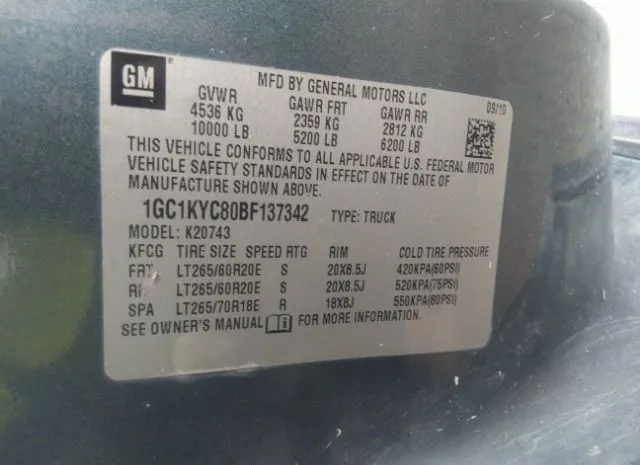 Photo 8 VIN: 1GC1KYC80BF137342 - CHEVROLET SILVERADO 2500HD 