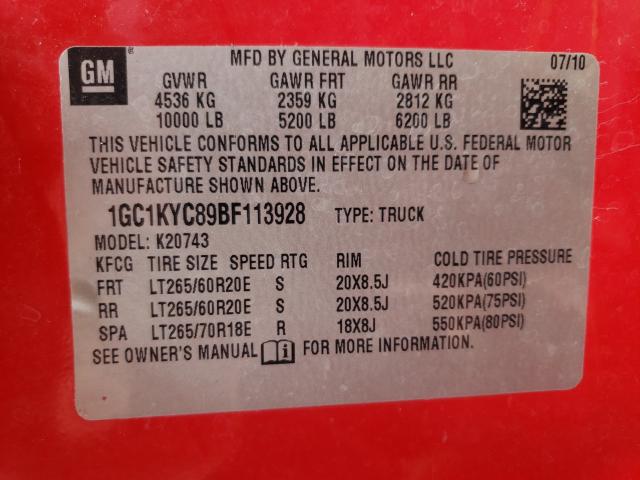 Photo 9 VIN: 1GC1KYC89BF113928 - CHEVROLET SILVERADO 