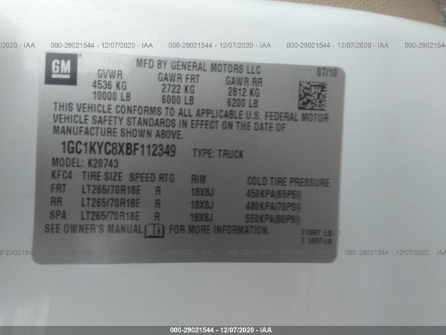 Photo 8 VIN: 1GC1KYC8XBF112349 - CHEVROLET SILVERADO 2500HD 