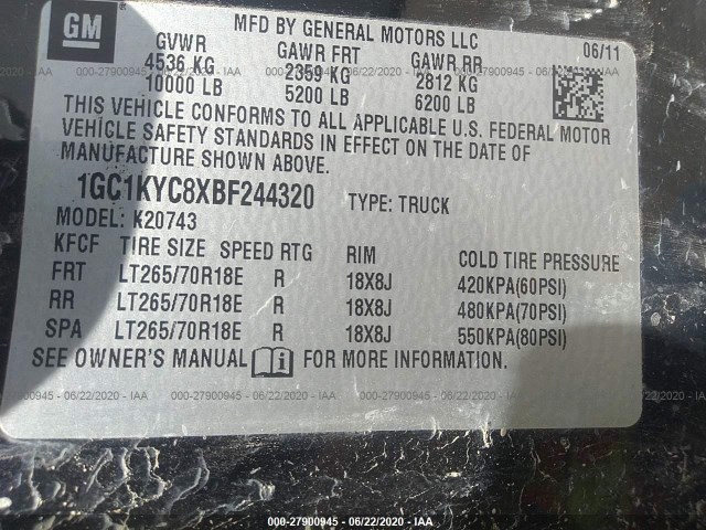 Photo 8 VIN: 1GC1KYC8XBF244320 - CHEVROLET SILVERADO 2500HD 