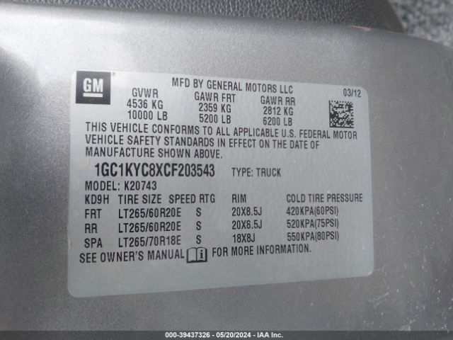 Photo 8 VIN: 1GC1KYC8XCF203543 - CHEVROLET SILVERADO 2500HD 