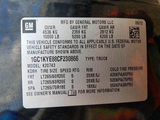 Photo 9 VIN: 1GC1KYE88CF230866 - CHEVROLET SILVERADO 