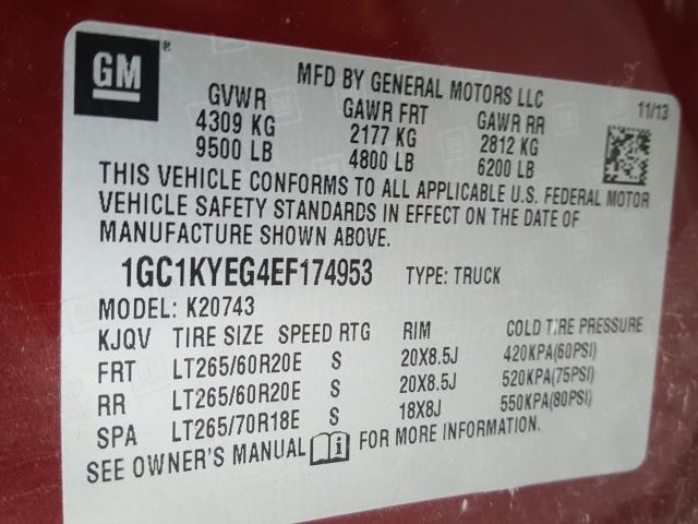 Photo 9 VIN: 1GC1KYEG4EF174953 - CHEVROLET SILVERADO 