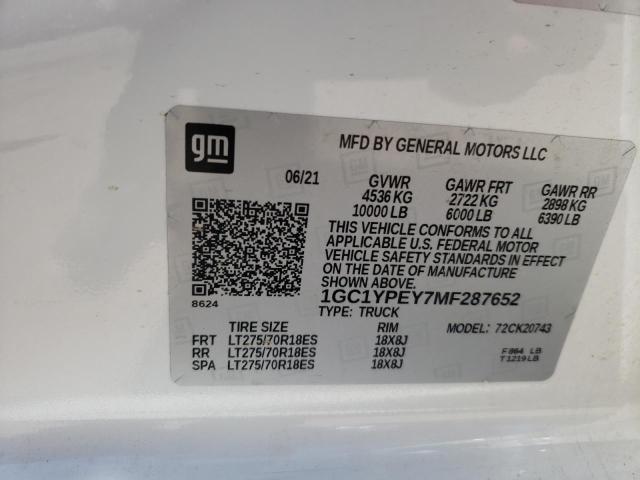 Photo 9 VIN: 1GC1YPEY7MF287652 - CHEVROLET SILVERADO 