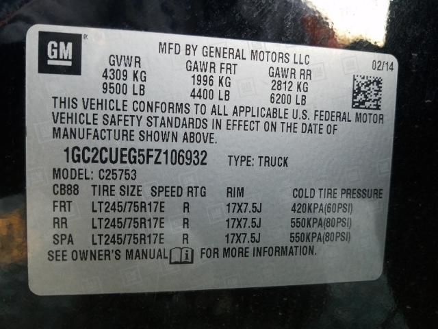 Photo 9 VIN: 1GC2CUEG5FZ106932 - CHEVROLET SILVERADO 