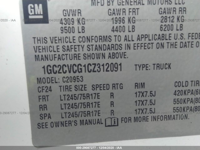 Photo 8 VIN: 1GC2CVCG1CZ312091 - CHEVROLET SILVERADO 2500HD 