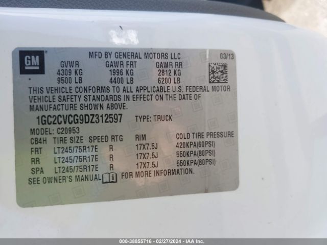 Photo 8 VIN: 1GC2CVCG9DZ312597 - CHEVROLET SILVERADO 2500HD 