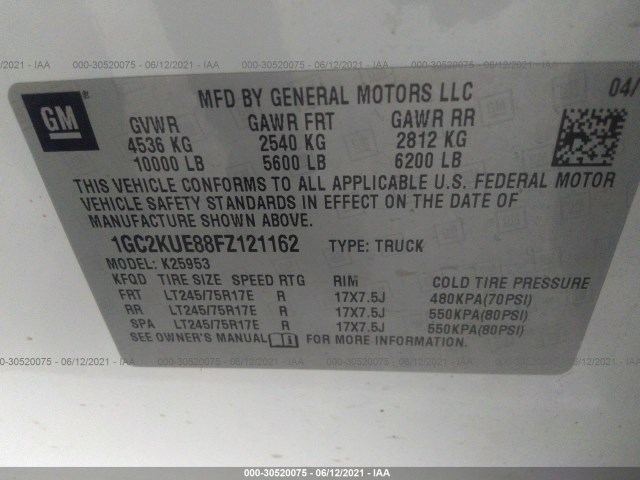 Photo 8 VIN: 1GC2KUE88FZ121162 - CHEVROLET SILVERADO 2500HD 