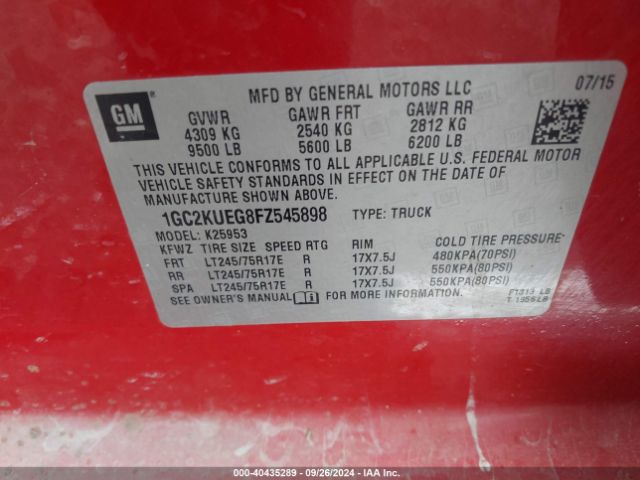 Photo 8 VIN: 1GC2KUEG8FZ545898 - CHEVROLET SILVERADO 